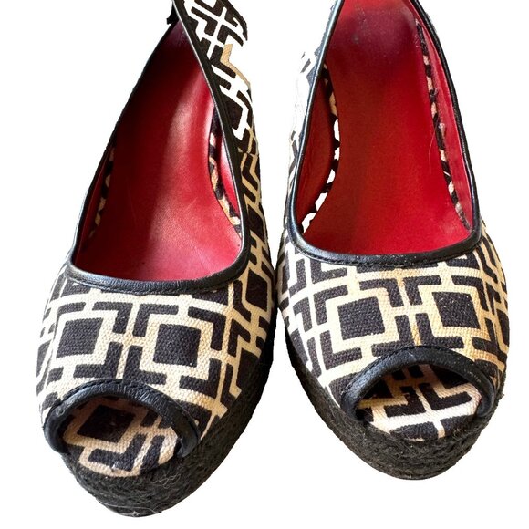 Banana Republic  Espadrille Wedge  Black Cream  Size 9.5 - Picture 4 of 14